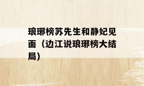 琅琊榜苏先生和静妃见面（边江说琅琊榜大结局)