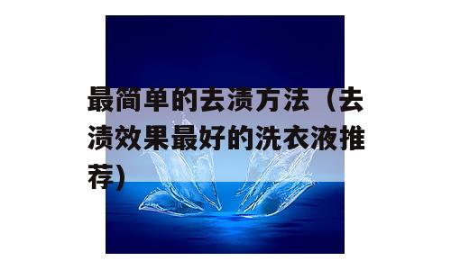 最简单的去渍方法（去渍效果最好的洗衣液推荐)