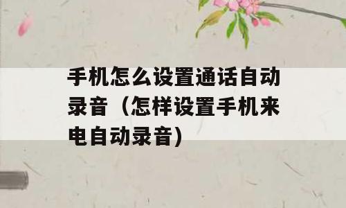 手机怎么设置通话自动录音（怎样设置手机来电自动录音)