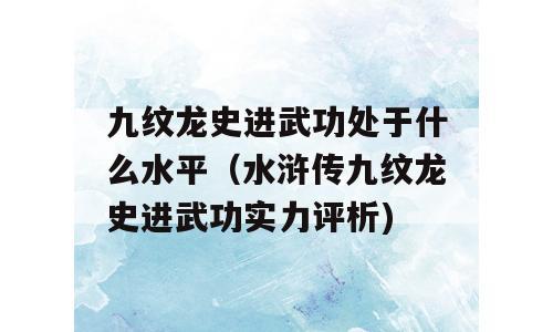 九纹龙史进武功处于什么水平（水浒传九纹龙史进武功实力评析)