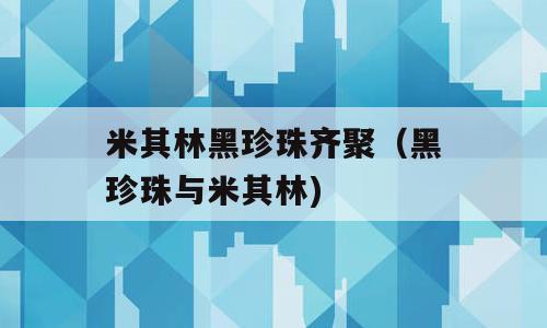 米其林黑珍珠齐聚（黑珍珠与米其林)