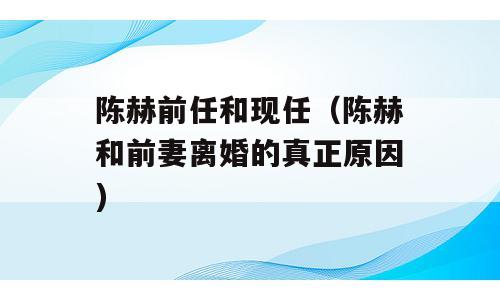 陈赫前任和现任（陈赫和前妻离婚的真正原因)