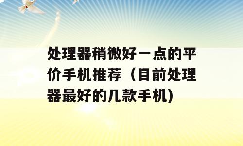 处理器稍微好一点的平价手机推荐（目前处理器最好的几款手机)