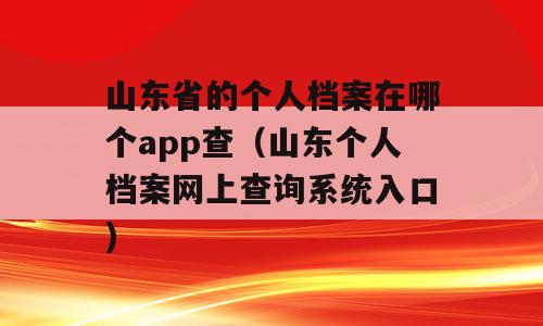 山东省的个人档案在哪个app查（山东个人档案网上查询系统入口)