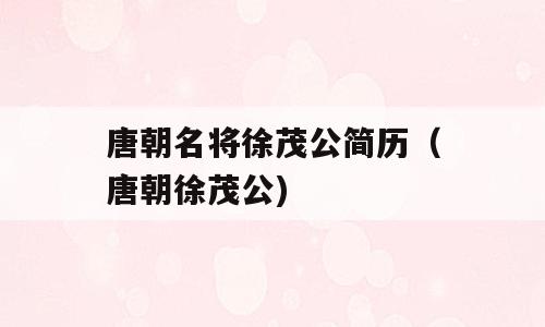 唐朝名将徐茂公简历（唐朝徐茂公)