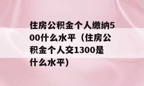 住房公积金个人缴纳500什么水平（住房公积金个人交1300是什么水平)