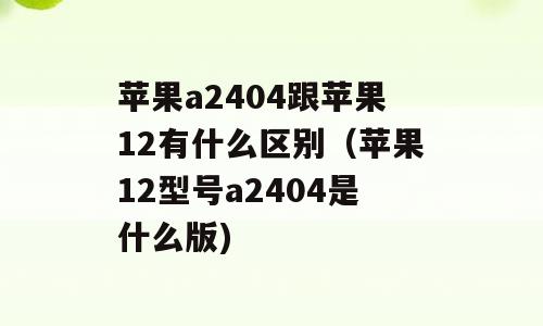 苹果a2404跟苹果12有什么区别（苹果12型号a2404是什么版)