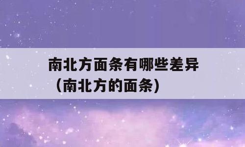 南北方面条有哪些差异（南北方的面条)
