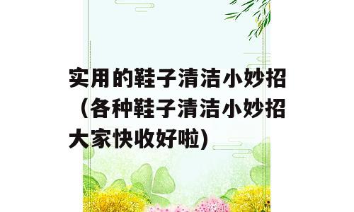 实用的鞋子清洁小妙招（各种鞋子清洁小妙招大家快收好啦)