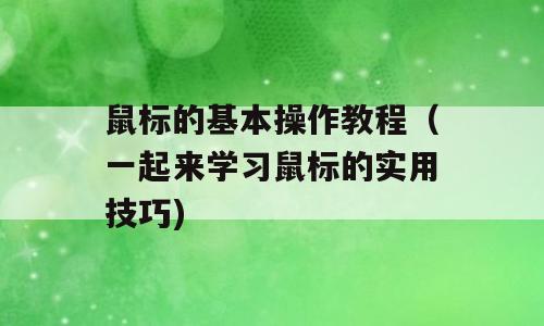 鼠标的基本操作教程（一起来学习鼠标的实用技巧)