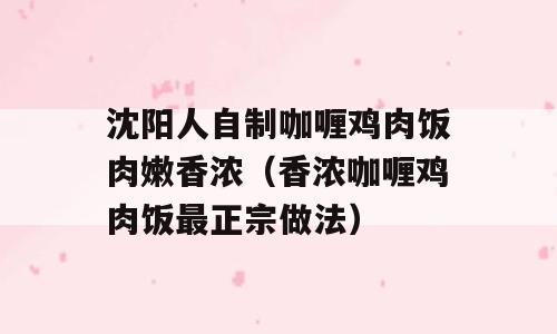 沈阳人自制咖喱鸡肉饭肉嫩香浓（香浓咖喱鸡肉饭最正宗做法）