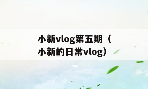 小新vlog第五期（小新的日常vlog）