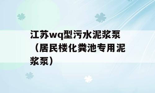 江苏wq型污水泥浆泵（居民楼化粪池专用泥浆泵）