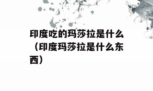 印度吃的玛莎拉是什么（印度玛莎拉是什么东西）