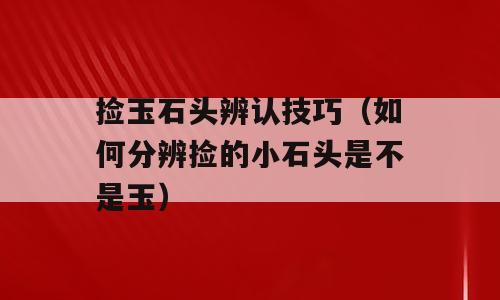 捡玉石头辨认技巧（如何分辨捡的小石头是不是玉）