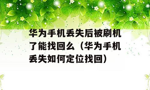 华为手机丢失后被刷机了能找回么（华为手机丢失如何定位找回）