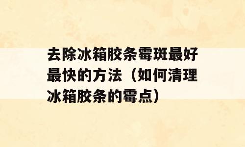 去除冰箱胶条霉斑最好最快的方法（如何清理冰箱胶条的霉点）