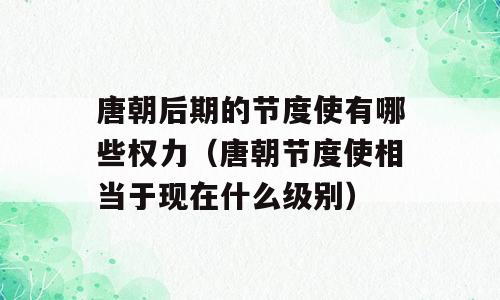 唐朝后期的节度使有哪些权力（唐朝节度使相当于现在什么级别）