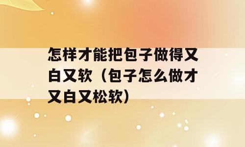 怎样才能把包子做得又白又软（包子怎么做才又白又松软）