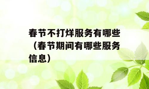 春节不打烊服务有哪些（春节期间有哪些服务信息）