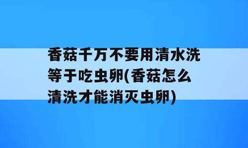 香菇千万不要用清水洗等于吃虫卵(香菇怎么清洗才能消灭虫卵)
