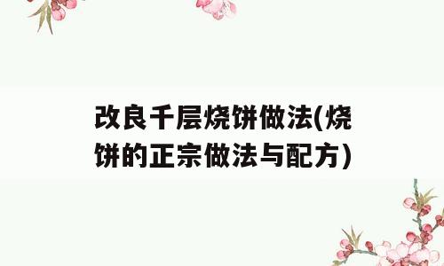 改良千层烧饼做法(烧饼的正宗做法与配方)