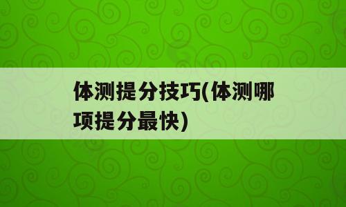 体测提分技巧(体测哪项提分最快)