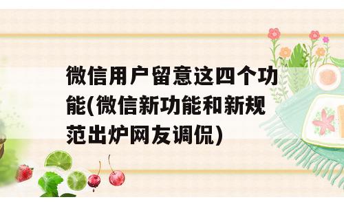 微信用户留意这四个功能(微信新功能和新规范出炉网友调侃)