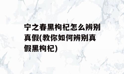 宁之春黑枸杞怎么辨别真假(教你如何辨别真假黑枸杞)