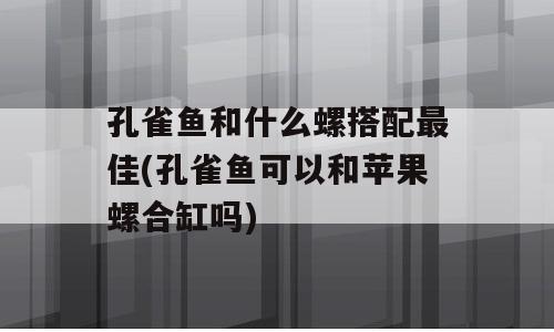 孔雀鱼和什么螺搭配最佳(孔雀鱼可以和苹果螺合缸吗)
