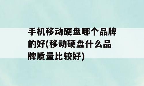 手机移动硬盘哪个品牌的好(移动硬盘什么品牌质量比较好)