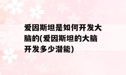 爱因斯坦是如何开发大脑的(爱因斯坦的大脑开发多少潜能)