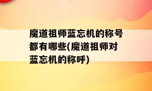 魔道祖师蓝忘机的称号都有哪些(魔道祖师对蓝忘机的称呼)