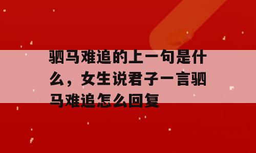 驷马难追的上一句是什么，女生说君子一言驷马难追怎么回复