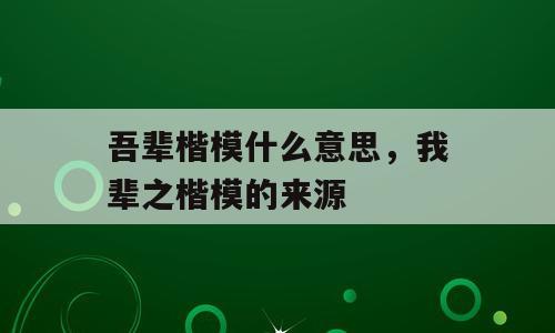 吾辈楷模什么意思，我辈之楷模的来源