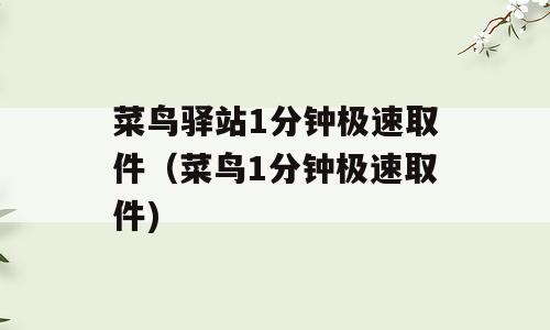 菜鸟驿站1分钟极速取件（菜鸟1分钟极速取件)