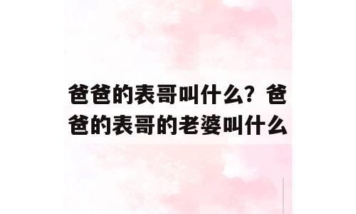 爸爸的表哥叫什么？爸爸的表哥的老婆叫什么