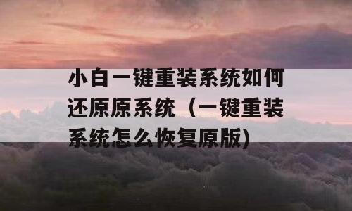 小白一键重装系统如何还原原系统（一键重装系统怎么恢复原版)
