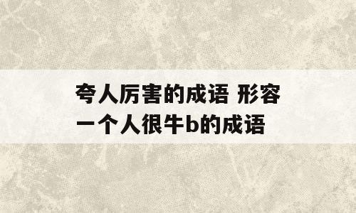 夸人厉害的成语 形容一个人很牛b的成语