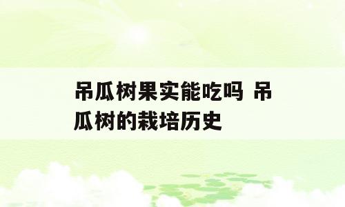 吊瓜树果实能吃吗 吊瓜树的栽培历史