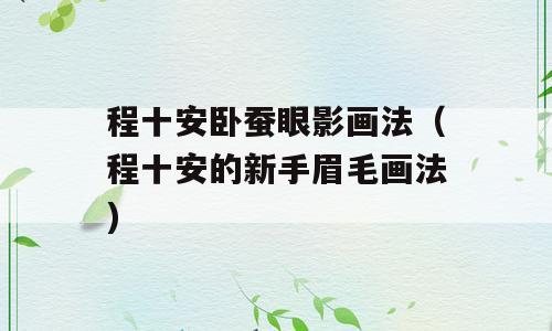 程十安卧蚕眼影画法（程十安的新手眉毛画法)