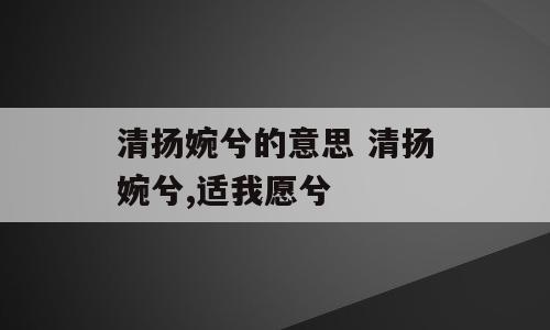 清扬婉兮的意思 清扬婉兮,适我愿兮