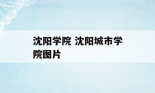 沈阳学院 沈阳城市学院图片