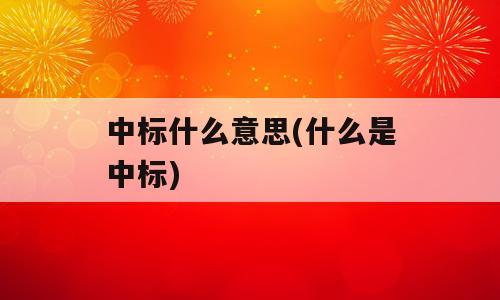 中标什么意思(什么是中标)