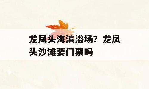 龙凤头海滨浴场？龙凤头沙滩要门票吗