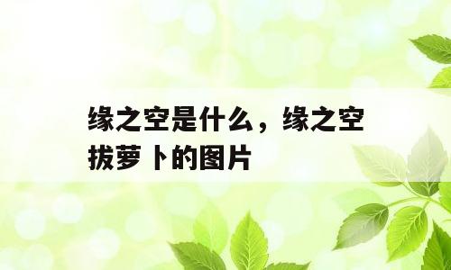 缘之空是什么，缘之空拔萝卜的图片