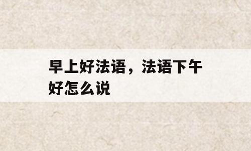 早上好法语，法语下午好怎么说