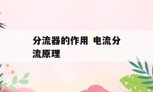 分流器的作用 电流分流原理