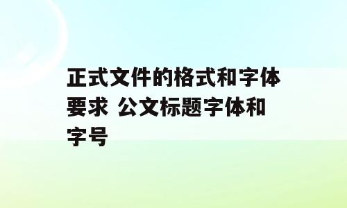 正式文件的格式和字体要求 公文标题字体和字号