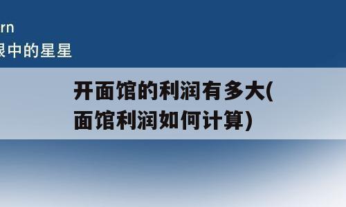 开面馆的利润有多大(面馆利润如何计算)